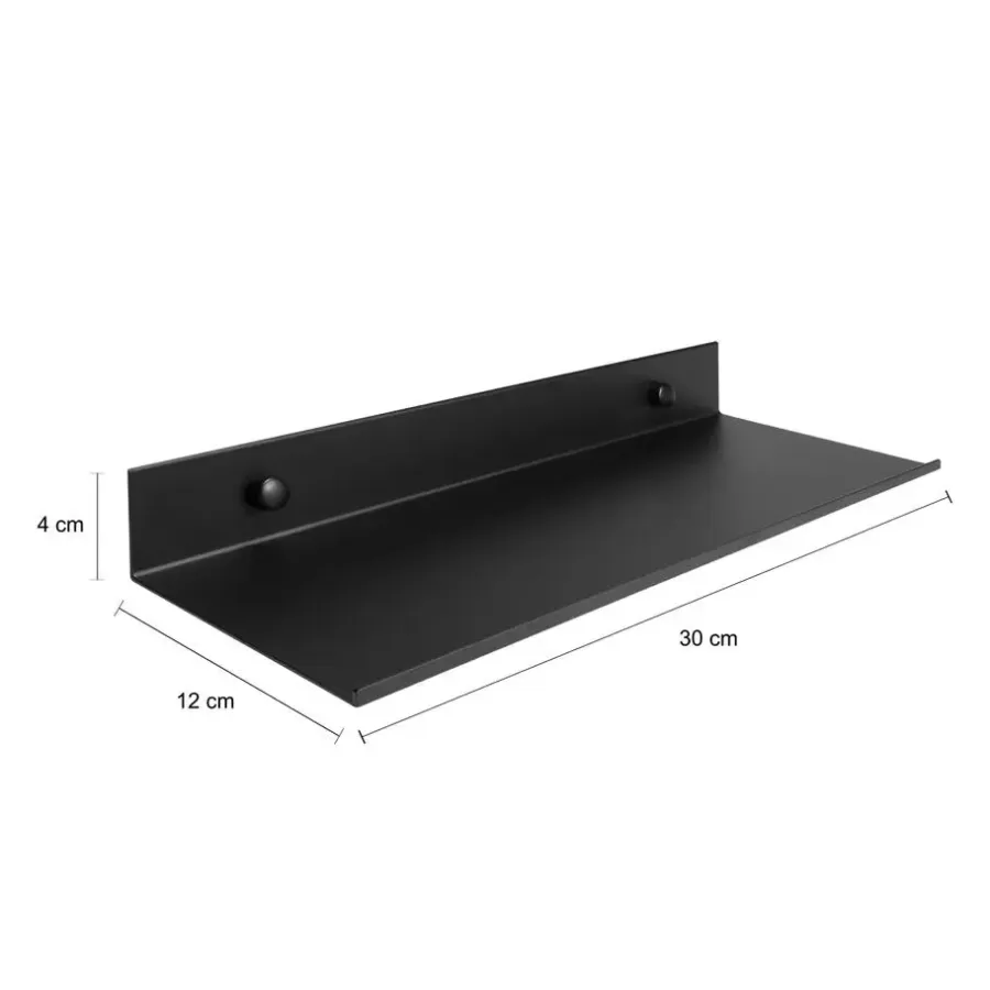 Wandplanken-QUVIO Muur plank staal - Zwart