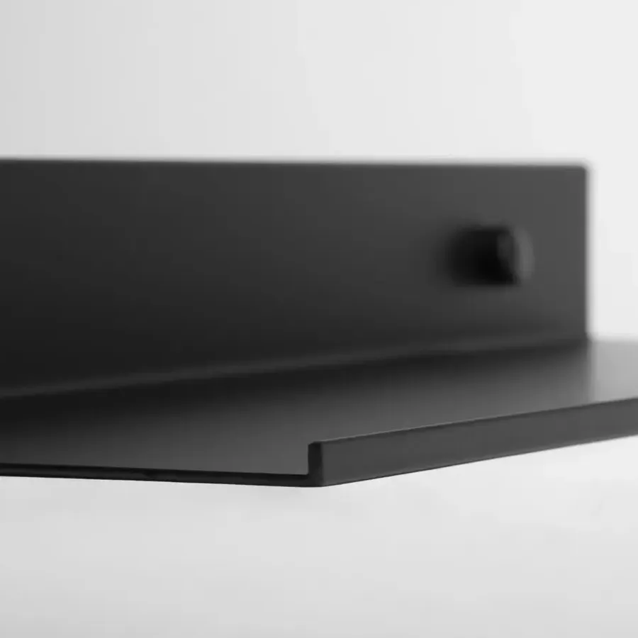 Wandplanken-QUVIO Muur plank staal - Zwart