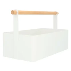 Opbergboxen-QUVIO Opbergbak met handvat - Metaal - Wit