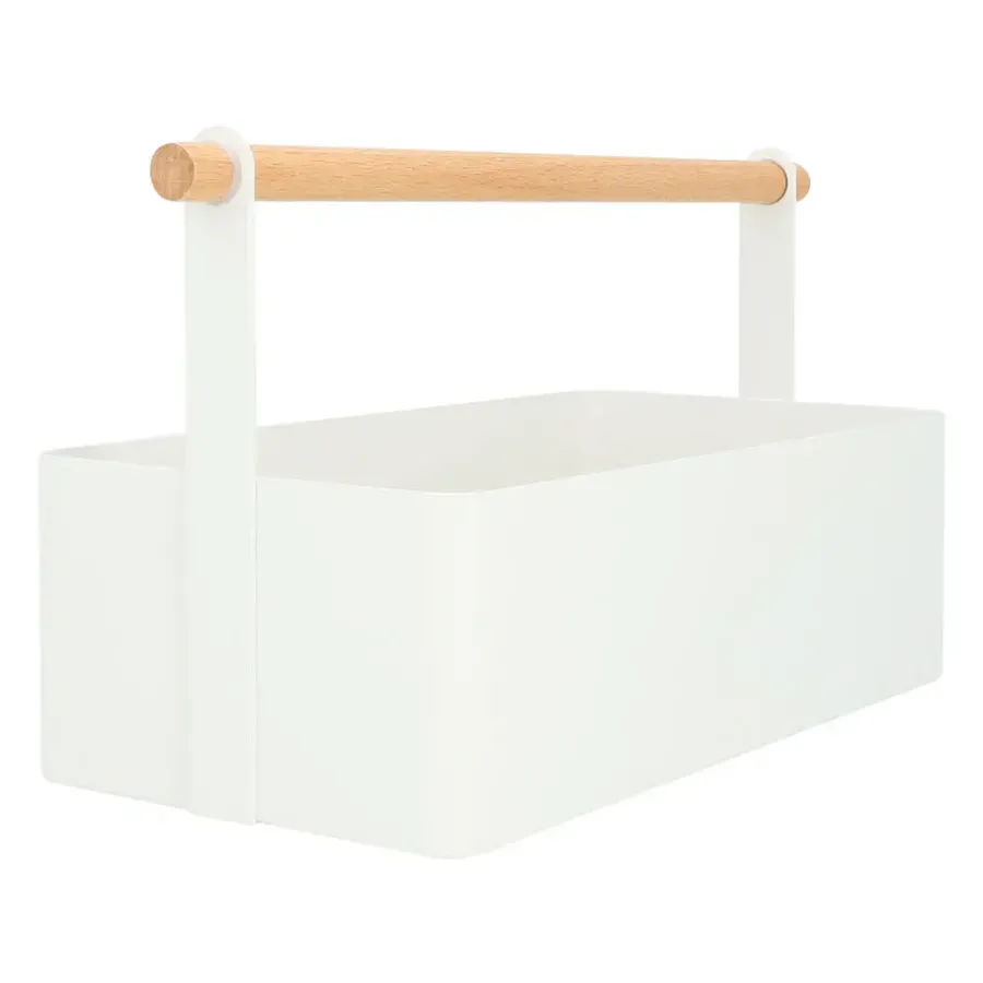 Opbergboxen-QUVIO Opbergbak met handvat - Metaal - Wit