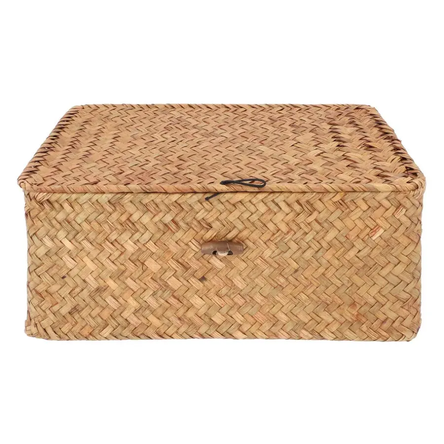 QUVIO Opbergmand - 29 x 19 x 12 cm - Rotan - Bruin