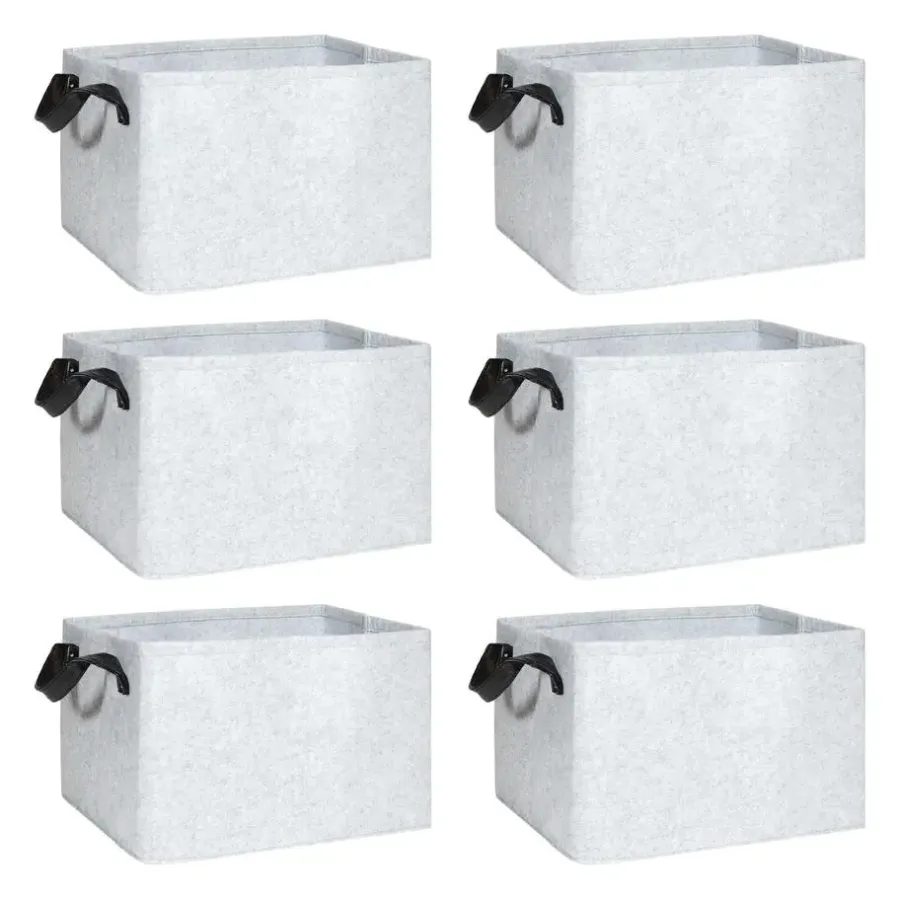 Opbergmanden-QUVIO Opbergmand Vilt - Grijs - Set van 6