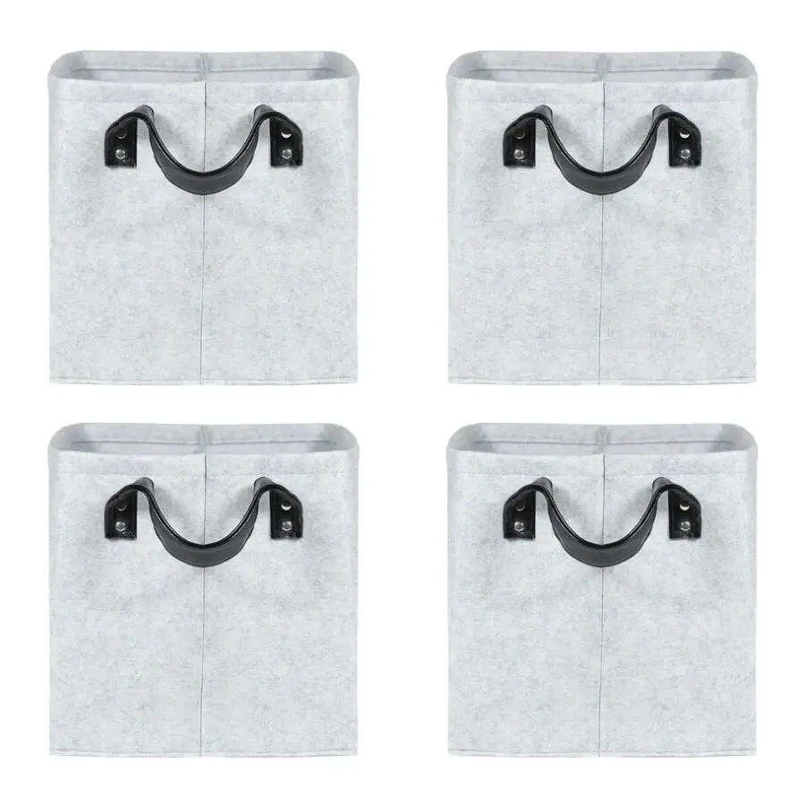QUVIO Opbergmand Vilt - Grijs - Set van 4