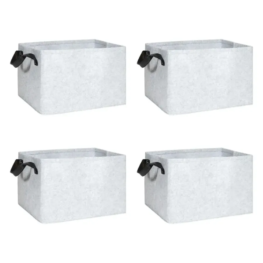 QUVIO Opbergmand Vilt - Grijs - Set van 4
