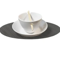 Placemats-QUVIO Placemat ovaal - 32 x 45 cm - Grijs/bruin - Set van 6