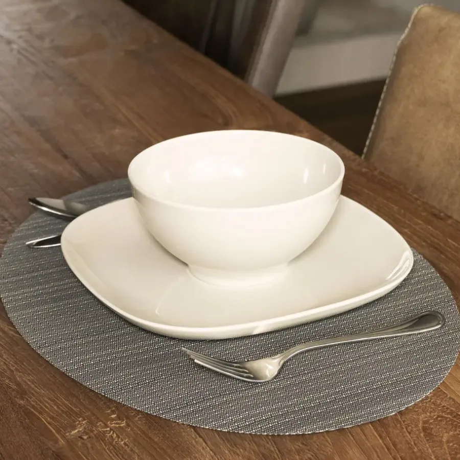 Placemats-QUVIO Placemat ovaal - 32 x 45 cm - Grijs/bruin - Set van 6
