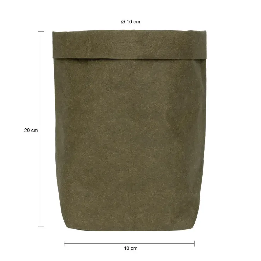 Bloempotten Voor Binnen-QUVIO Plantenzak uitwasbaar 10x10x20cm - Donker groen