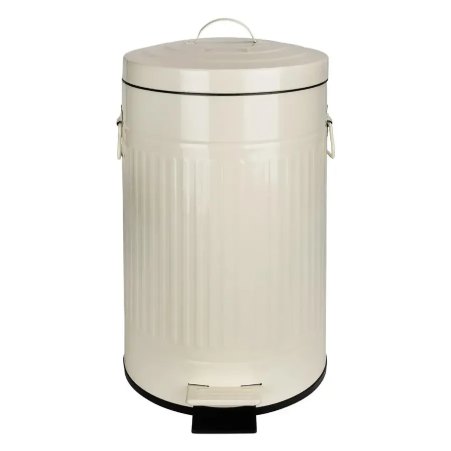 Prullenbakken-QUVIO Prullenbak retro - 12 L - Metaal - Beige
