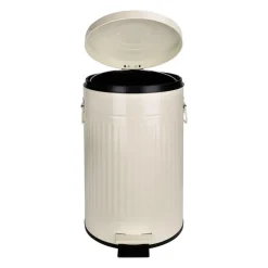 Prullenbakken-QUVIO Prullenbak retro - 12 L - Metaal - Beige