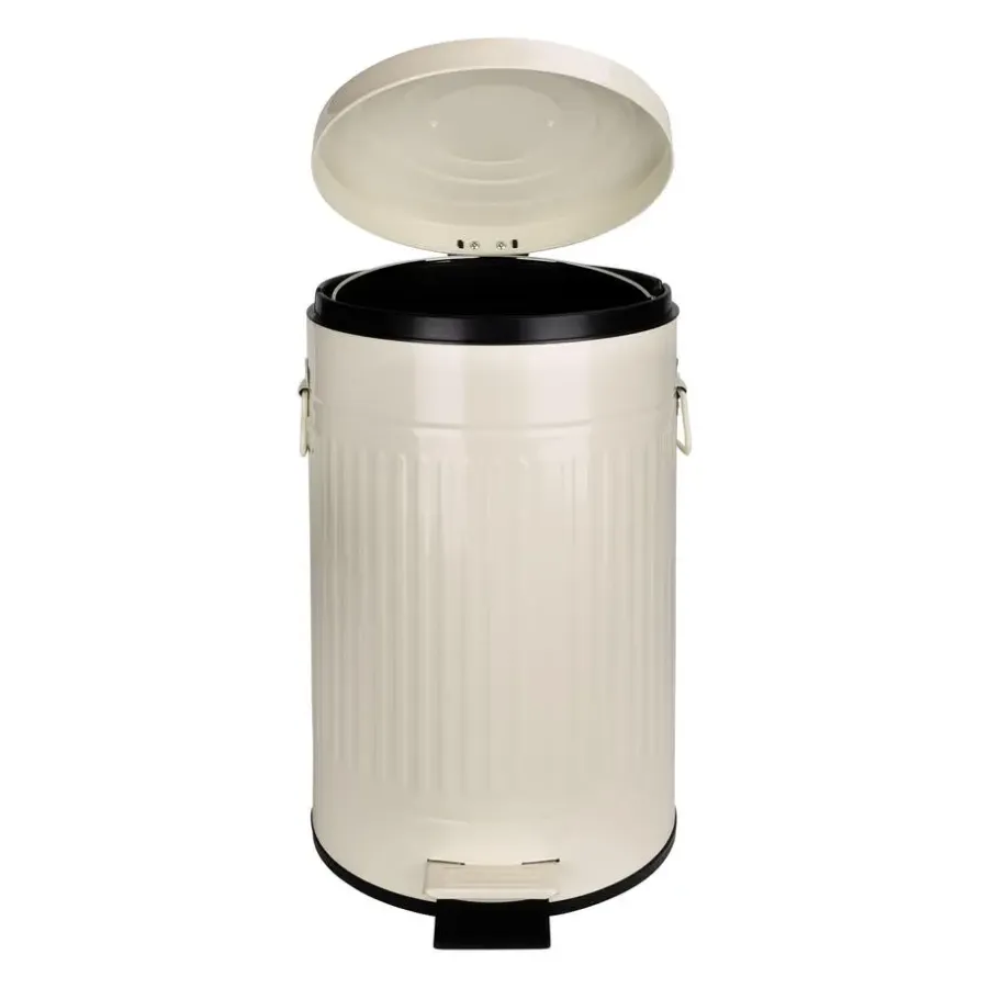 Prullenbakken-QUVIO Prullenbak retro - 12 L - Metaal - Beige