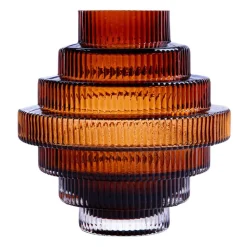 Vazen-QUVIO Vaas – Glas – Bruin – Maat L