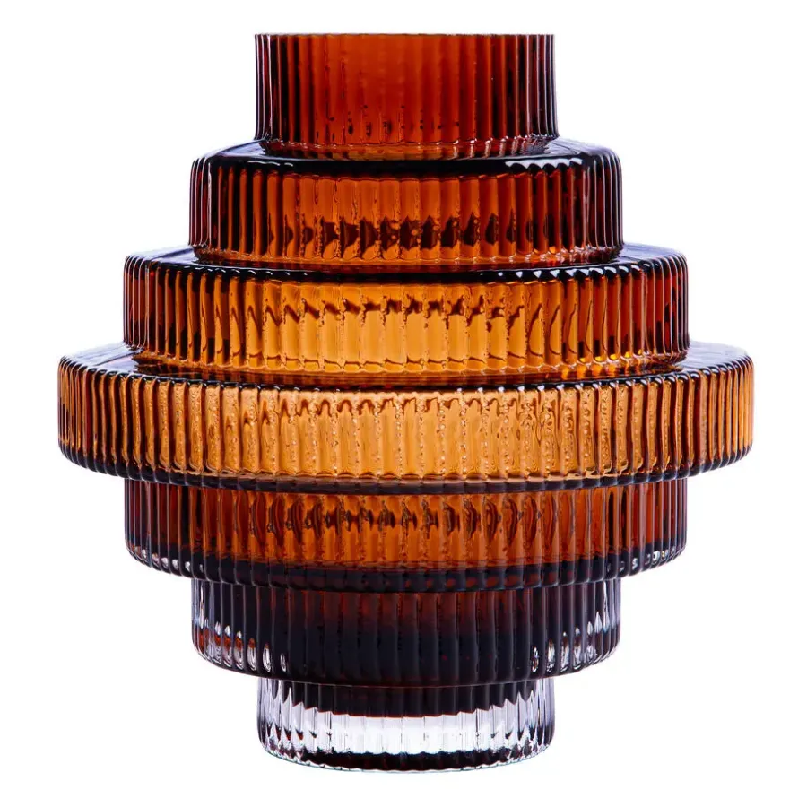 Vazen-QUVIO Vaas – Glas – Bruin – Maat L