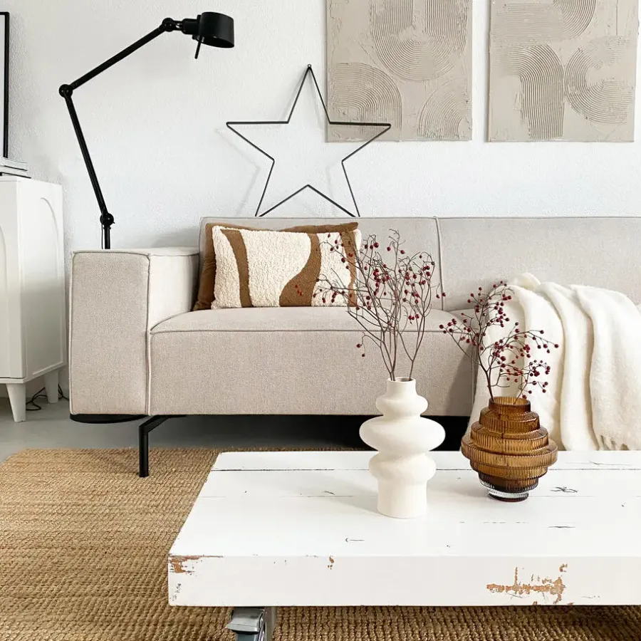 QUVIO Vaas - Keramisch - 21 cm - Beige