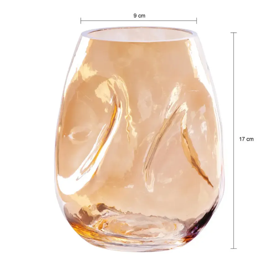 QUVIO Vaas gekreukt - Maat S - Glas - Beige