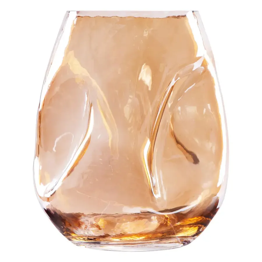 QUVIO Vaas gekreukt - Maat S - Glas - Beige