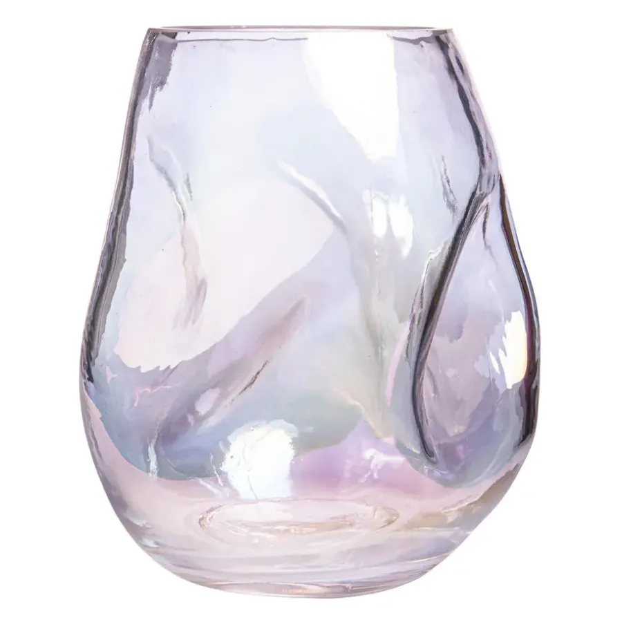QUVIO Vaas ingedeukt - Maat S - Glas - Parelmoer