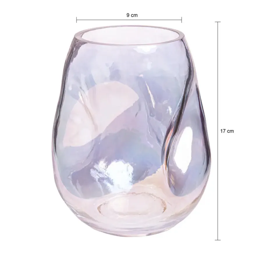 QUVIO Vaas ingedeukt - Maat S - Glas - Parelmoer