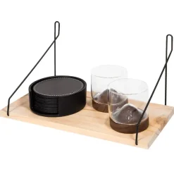 Wandplanken-QUVIO Wandrekje van hout en staal - Bruin en zwart