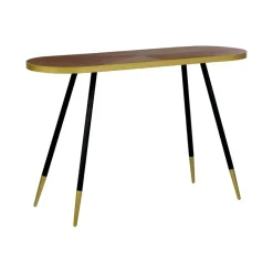Beliani RAMONA - Sidetable - Donkerbruin/Goud - Hout