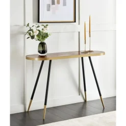 Beliani RAMONA - Sidetable - Donkerbruin/Goud - Hout