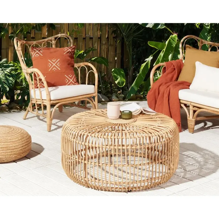 Tuintafels-Beliani RANDAZZO - Salontafel - Beige - Rotan