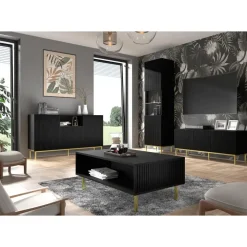 Dressoirs-Homlando Ravenna B dressoir ladekast 200 3D3S gefreesd MDF folie mat