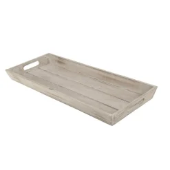 Merkloos Rechthoekig houten dienblad/kaarsenbord - bruin - 48 x 20 cm