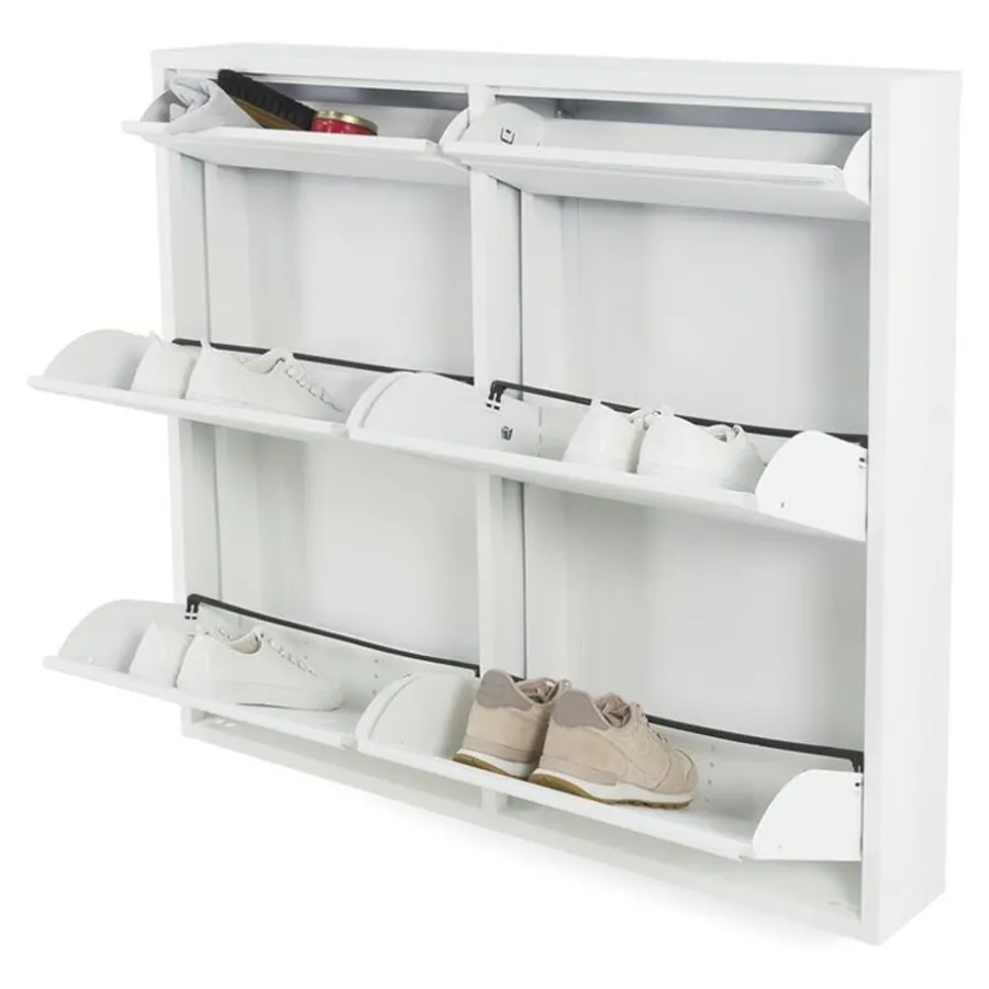 Redin Design Pippen industrieel schoenenkast 6 lade Wit metaal 98x15x86