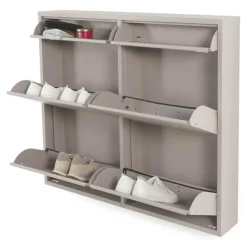 Schoenenkasten-Redin Design Pippen industrieel schoenenkast 6 lade Taupe metaal 98x15x86