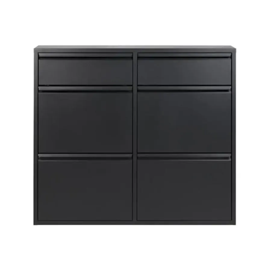 Schoenenkasten-Redin Design Pippen industrieel schoenenkast 6 lade zwart - 15x98x86 cm