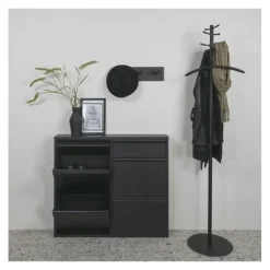 Schoenenkasten-Redin Design Pippen industrieel schoenenkast 6 lade zwart - 15x98x86 cm