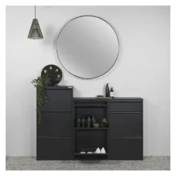 Schoenenkasten-Redin Design Pippen industrieel schoenenkast 6 lade zwart - 15x98x86 cm
