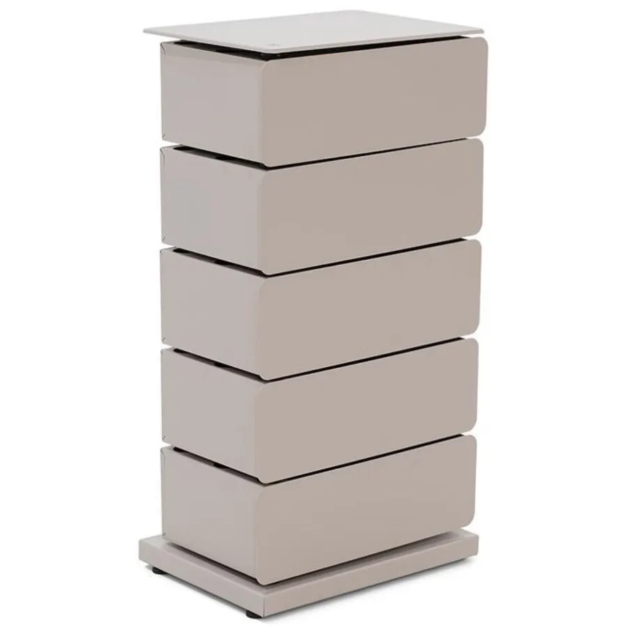 Schoenenkasten-Redin Design Rodman industrieel Schoenenkast 5 lade Taupe metaal 37x26x72.5