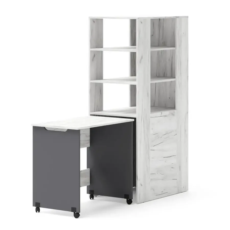 Homlando Rek met bureau Samoa-Fuji 165cm craft wit / grafiet