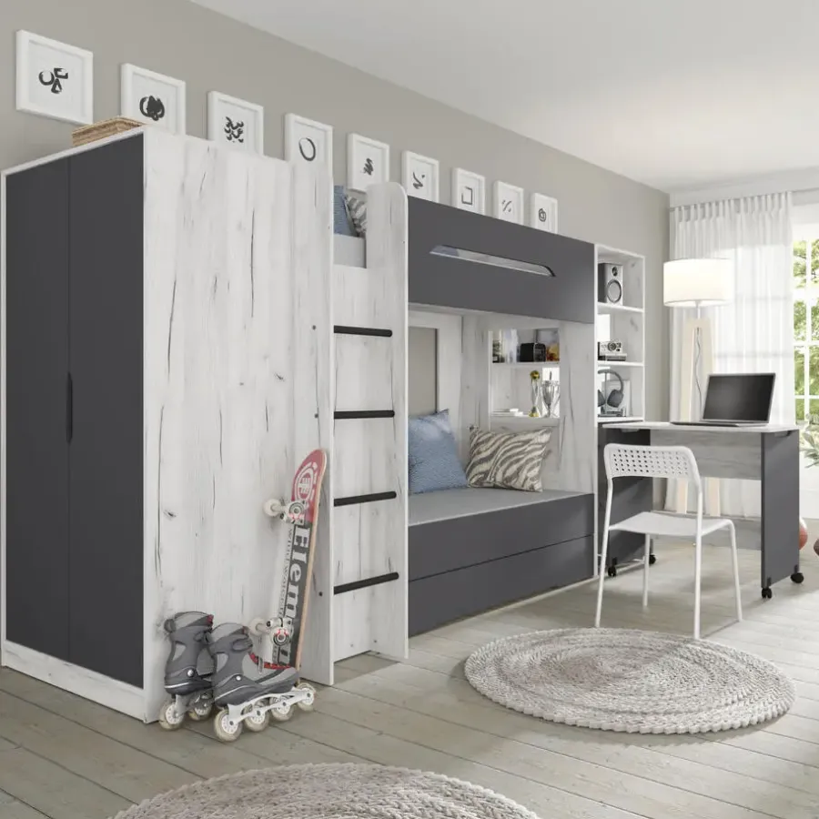 Homlando Rek met bureau Samoa-Fuji 165cm craft wit / grafiet