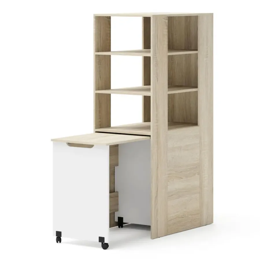 Bureaus-Homlando Rek met bureau Samoa-Fuji 165cm sonoma eik / mat wit