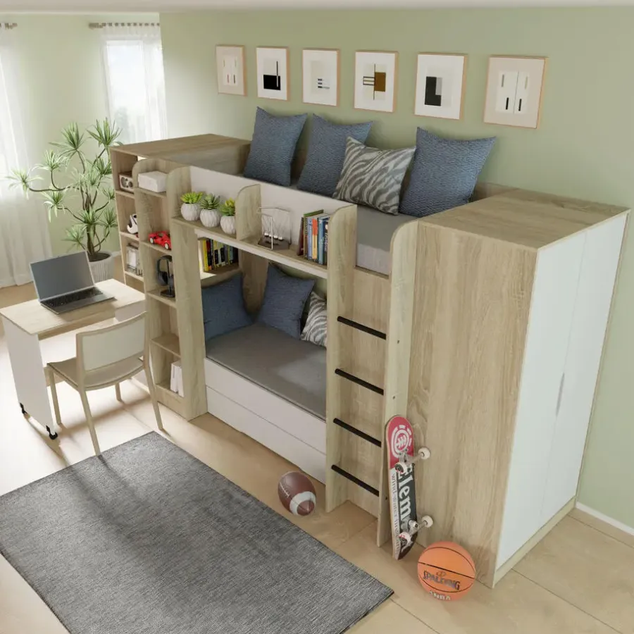 Bureaus-Homlando Rek met bureau Samoa-Fuji 165cm sonoma eik / mat wit