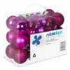 Kerstballen-Relaxdays kerstballen - 50x - roze - 3, 4 en 6 cm -kunststof