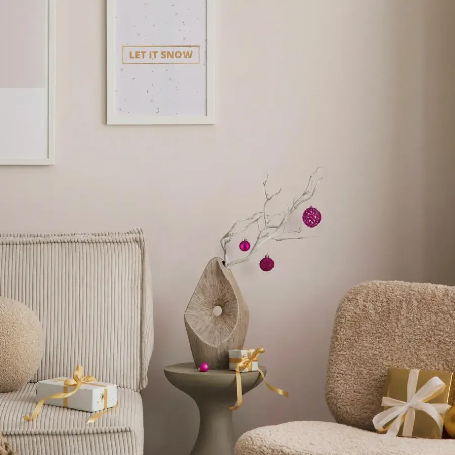 Kerstballen-Relaxdays kerstballen - 50x - roze - 3, 4 en 6 cm -kunststof