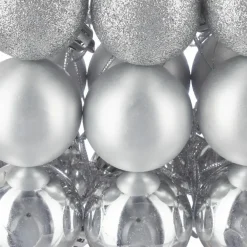 Relaxdays kerstballen - 50x st - zilver - 3, 4 en 6 cm -kunststof