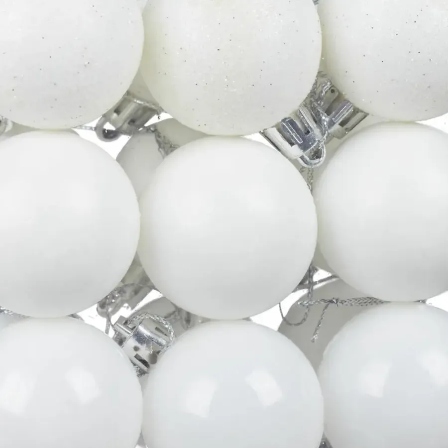 Relaxdays kerstballen - 100x st - wit - 3, 4 en 6 cm -kunststof