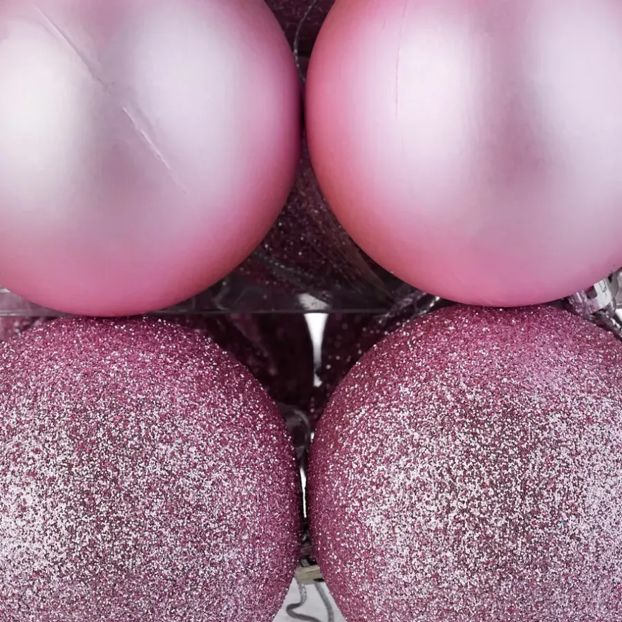 Relaxdays kerstballen - 50x - lichtroze - 3, 4 en 6 cm -kunststof