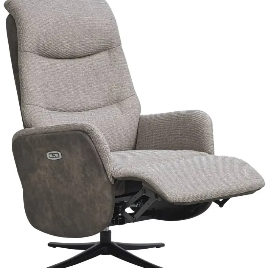 Leen Bakker Relaxfauteuil Herman - elektrisch verstelbaar - duo-stof grijs