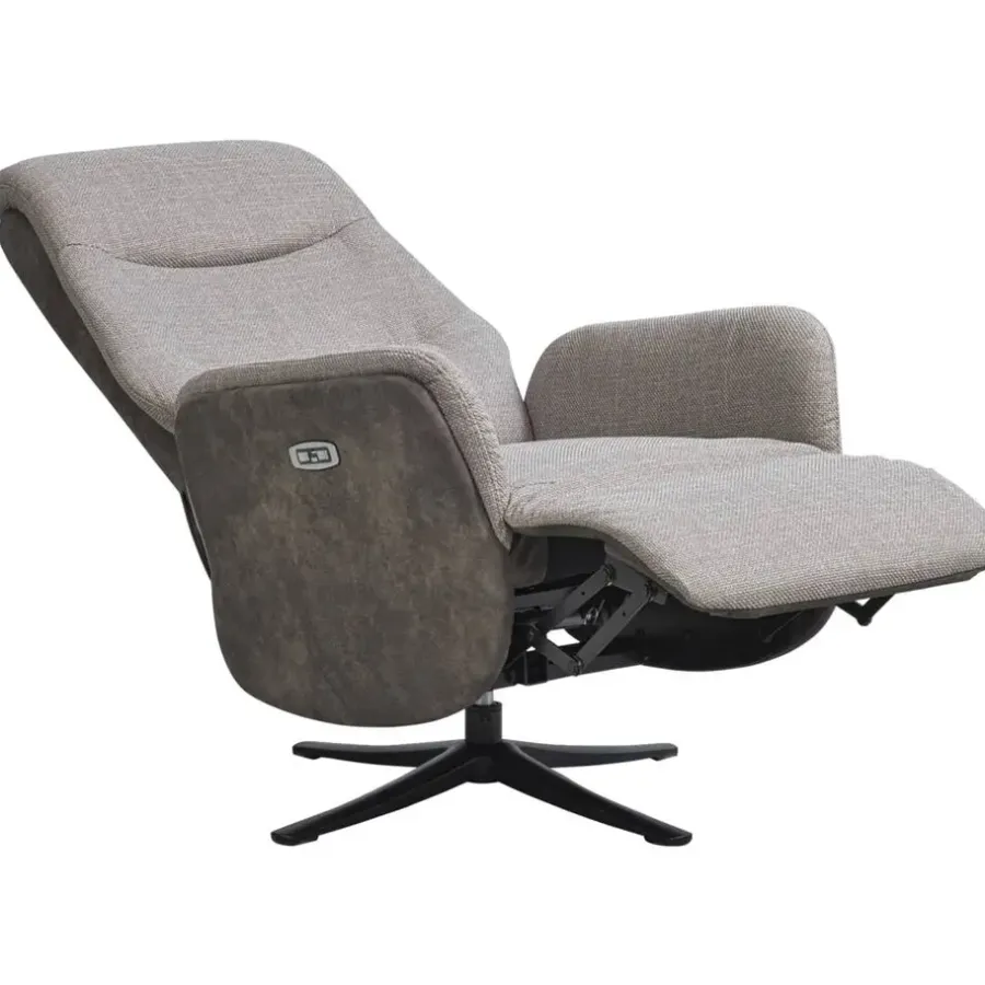 Leen Bakker Relaxfauteuil Herman - elektrisch verstelbaar - duo-stof grijs