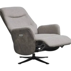 Leen Bakker Relaxfauteuil Herman - elektrisch verstelbaar - duo-stof grijs