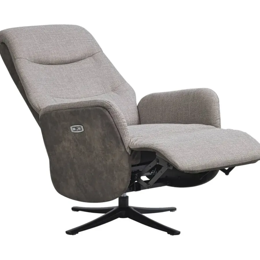 Leen Bakker Relaxfauteuil Herman - elektrisch verstelbaar - duo-stof grijs