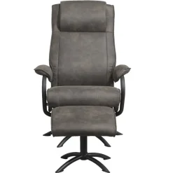 Fauteuils-Leen Bakker Relaxfauteuil Vincent incl. hocker - Stof Preston - antraciet