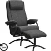 Leen Bakker Relaxfauteuil Vincent incl. hocker - Stof Bjorn - antraciet