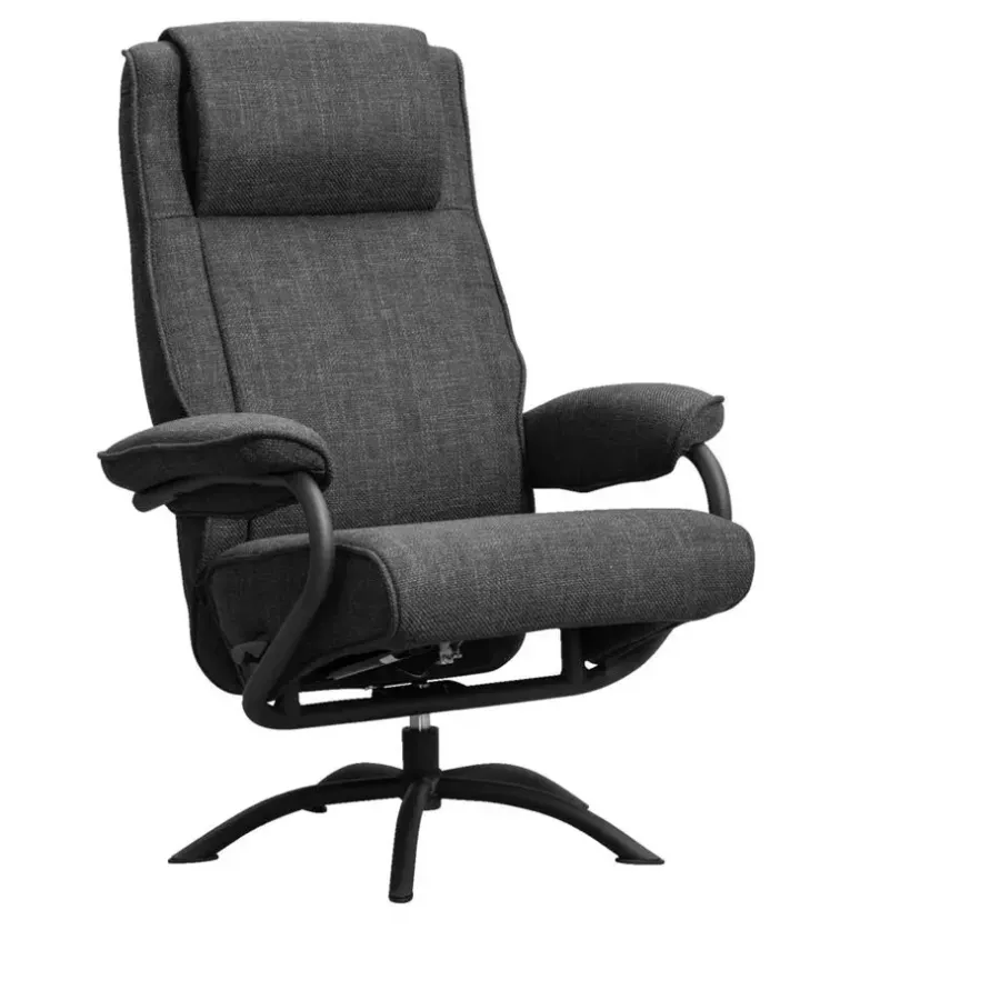 Leen Bakker Relaxfauteuil Vincent incl. hocker - Stof Bjorn - antraciet
