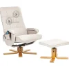 Leen Bakker RELAXPRO - Relaxfauteuil met voetenbank - Lichtbeige - Kunstleer